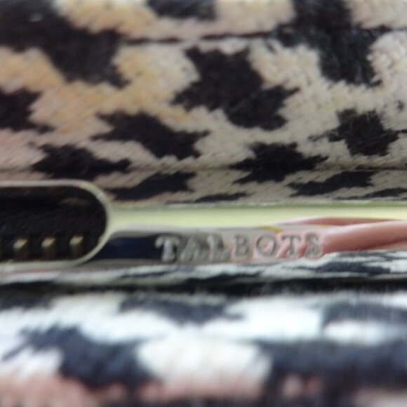 Talbots black & white Houndstooth fabric Bucket bag, Leather handles & trim, VGC - Picture 6 of 14